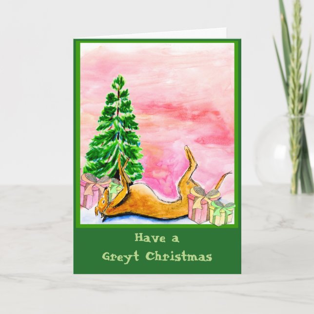 Greyhound Christmas card (a321) (Front)