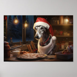 Greyhound Christmas Cookies Holiday Poster