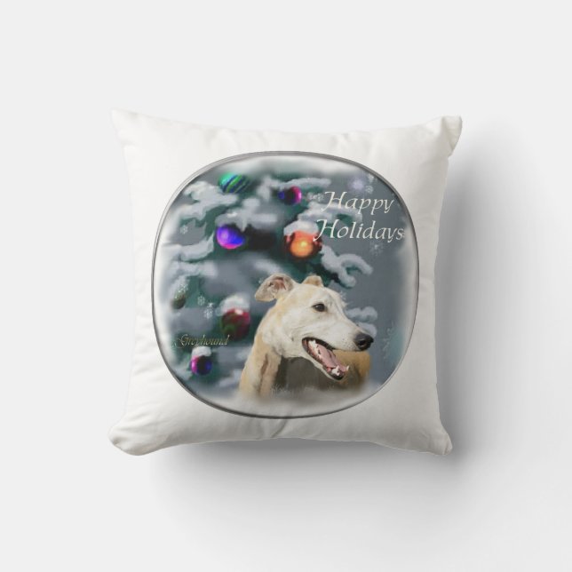 Greyhound Christmas Cushion (Front)