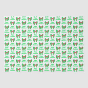 Greyhound Christmas Dog & Green Bow White Tissue Paper