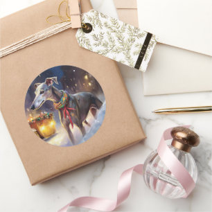 Greyhound Christmas Festive Season  Classic Round Sticker