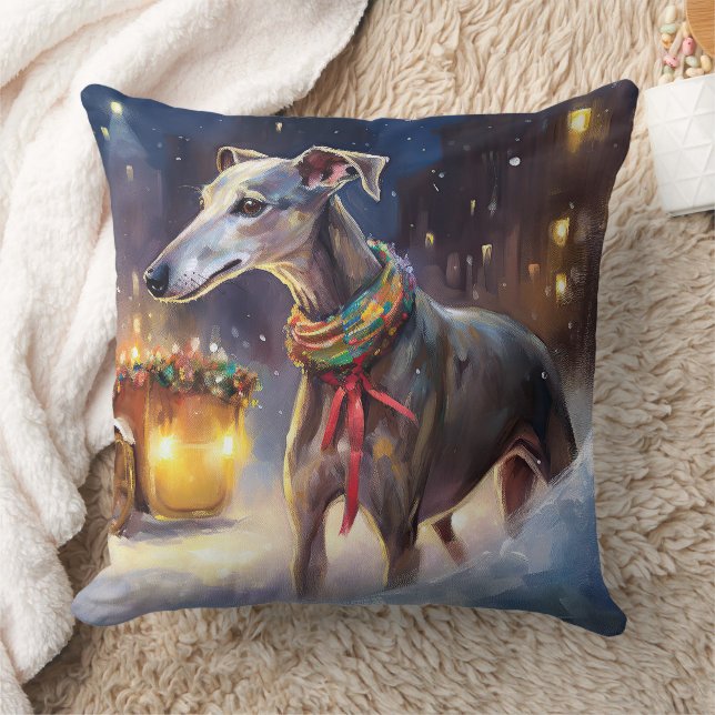 Greyhound Christmas Festive Season  Cushion (Blanket)