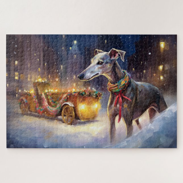 Greyhound Christmas Festive Season  Jigsaw Puzzle (Horizontal)