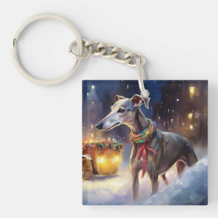 Greyhound Christmas Festive Season  Key Ring