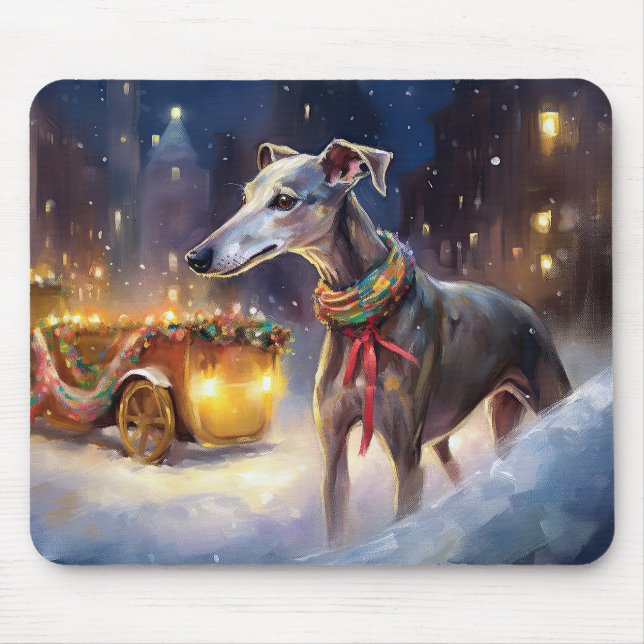 Greyhound Christmas Festive Season  Mouse Mat (Front)