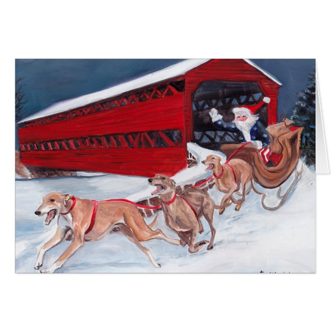 Greyhound Christmas Gettysburg Sach's Bridge Card (Front Horizontal)