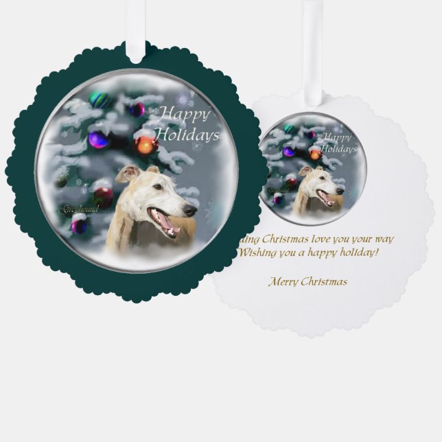 Greyhound Christmas Gifts Tree Decoration Card (Front/Back)