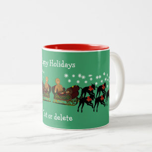 Greyhound Christmas Holiday Personalised Two-Tone Coffee Mug
