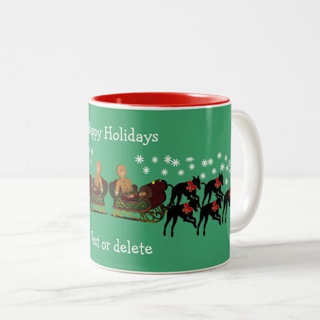 Greyhound Christmas Holiday Personalised Two-Tone Coffee Mug (Front Right)