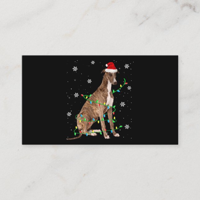 greyhound christmas light cute santa greyhound enclosure card (Front)