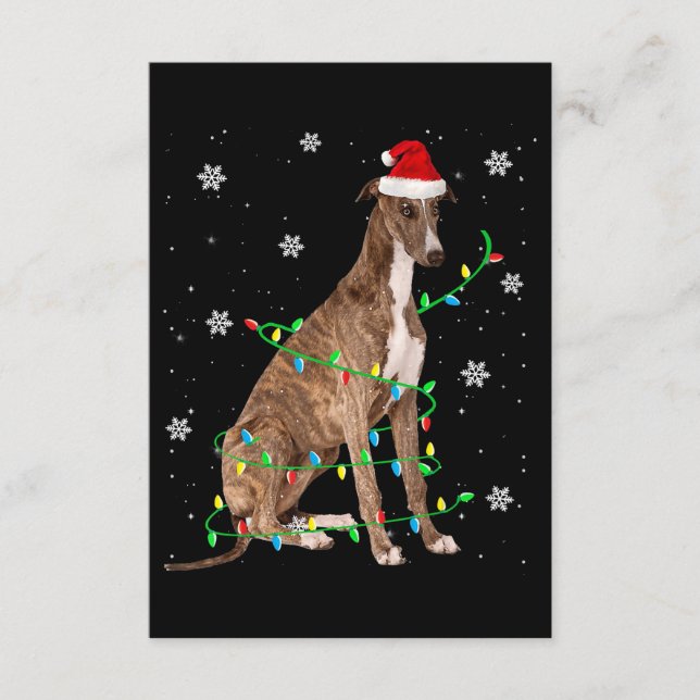 greyhound christmas light cute santa greyhound enclosure card (Front)