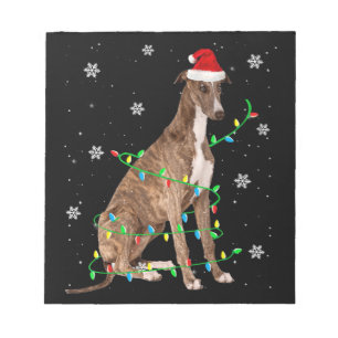 greyhound christmas light cute santa greyhound notepad