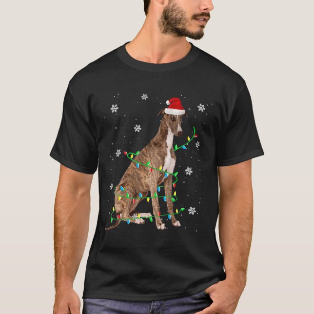 greyhound christmas light cute santa greyhound T-Shirt (Front)