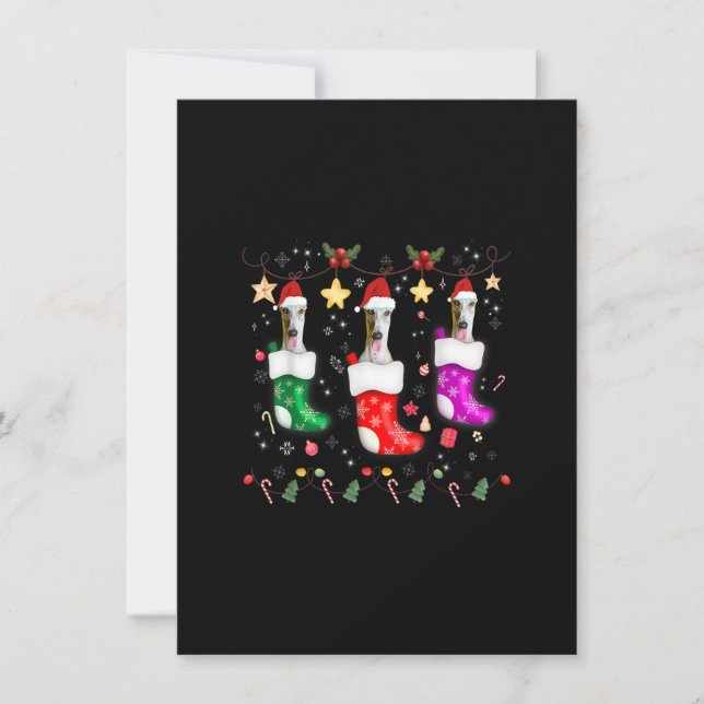 Greyhound Christmas Lights Gift Funny Xmas Dog Lov Invitation (Front)