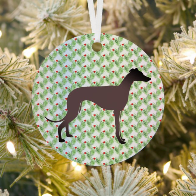 Greyhound Christmas Metal Tree Decoration (Insitu)