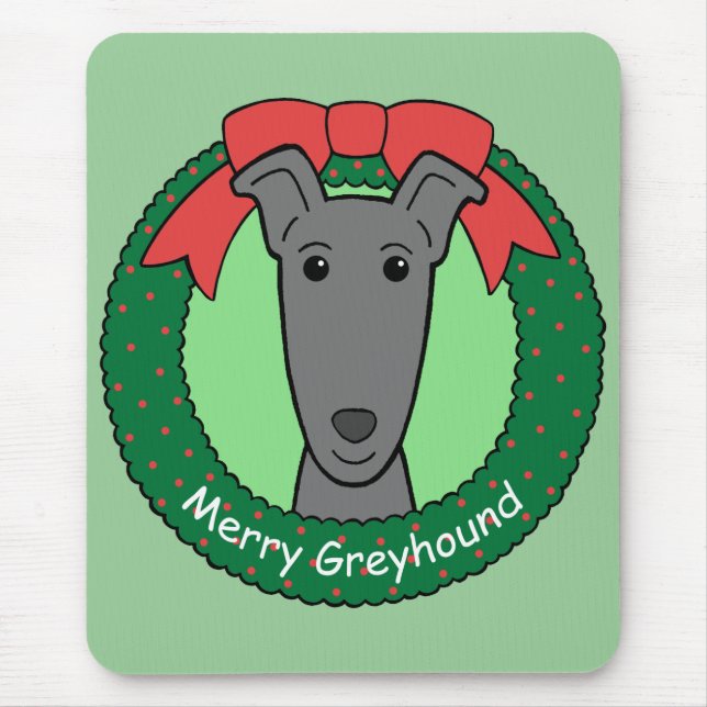 Greyhound Christmas Mouse Mat (Front)
