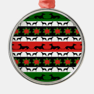 Greyhound Christmas Silhouettes Metal Tree Decoration