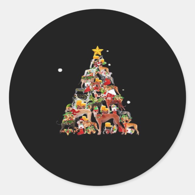 Greyhound Christmas Tree Lights Funny Dog Xmas Gif Classic Round Sticker (Front)