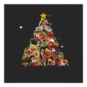Greyhound Christmas Tree Lights Funny Dog Xmas Gif Poster