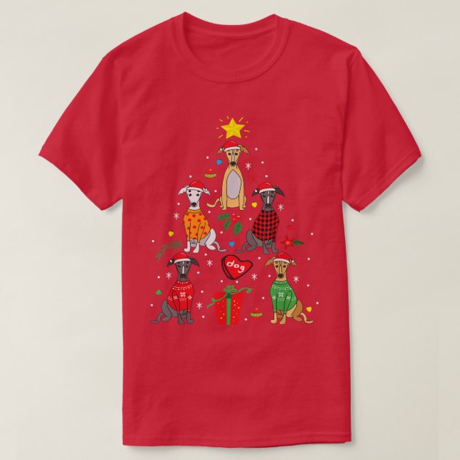 Greyhound Christmas Tree Xmas Pajamas  T-Shirt (Design Front)