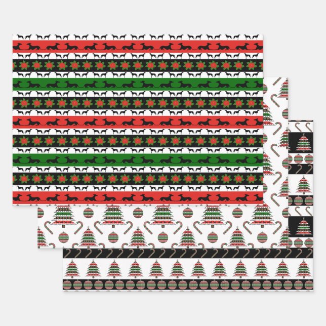 Greyhound Christmas Variety Wrapping Paper Sheet (Set)