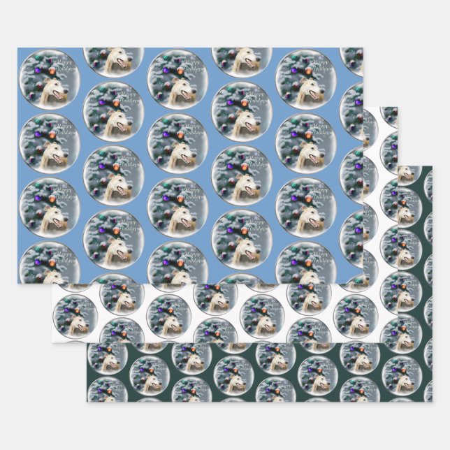 Greyhound Christmas Wrapping Paper Sheet (Set)