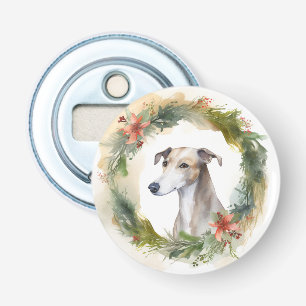 Greyhound Christmas Wreath Festive Pup Bottle Opener
