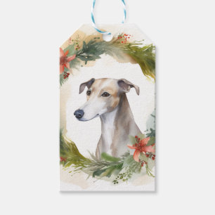Greyhound Christmas Wreath Festive Pup  Gift Tags