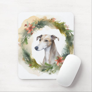Greyhound Christmas Wreath Festive Pup  Mouse Mat