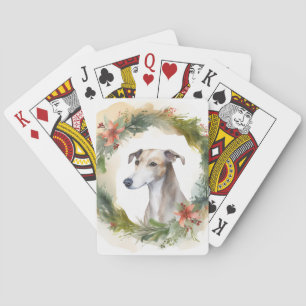 Greyhound Christmas Wreath Festive Pup Playing Cards