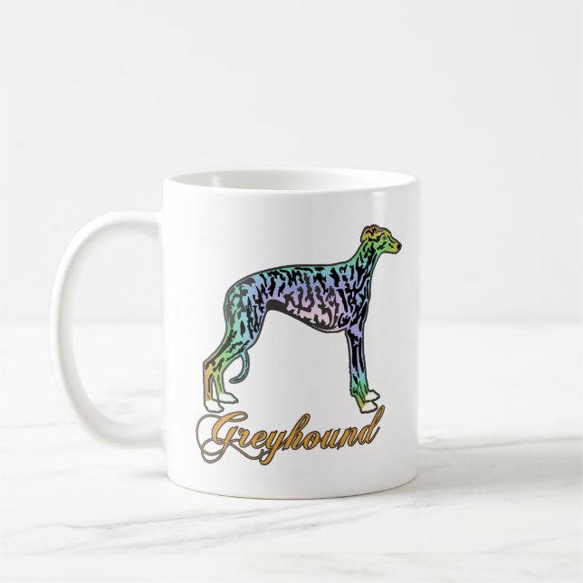 Greyhound Colourful Brindle Mug (Left)