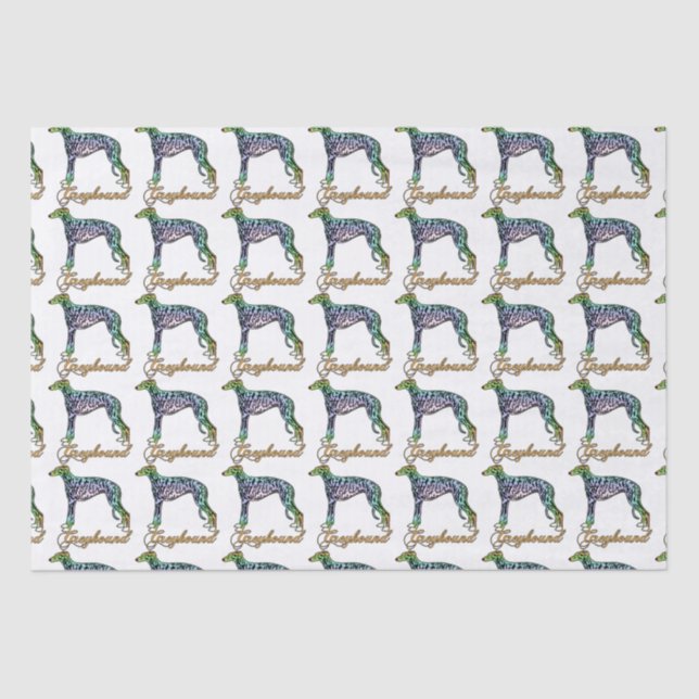 Greyhound Colourful Brindle Tissue Paper (Front)
