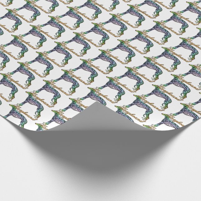 Greyhound Colourful Brindle Wrapping Paper (Corner)