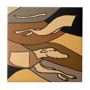 Greyhound Dog Abstract Art Design Tile