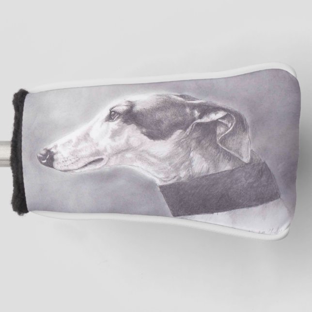 Greyhound Dog Art Drawing Golf Putter Cover (Front)