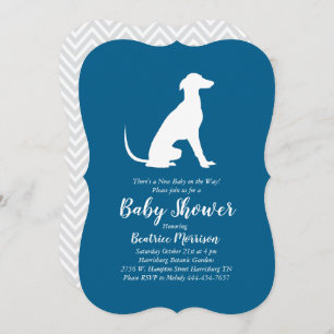 Greyhound Dog Baby Shower Boy Blue Invitation