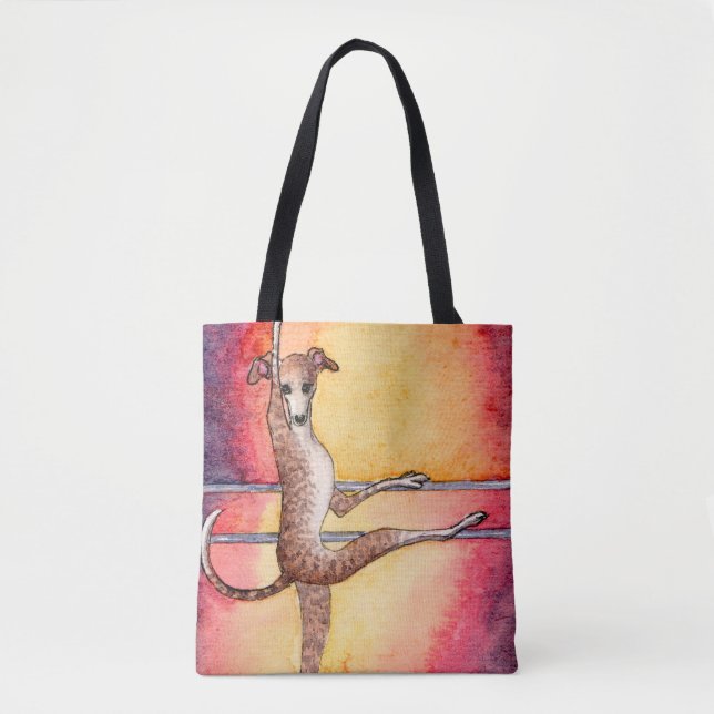 Greyhound Dog Ballerina Tote Bag (Front)