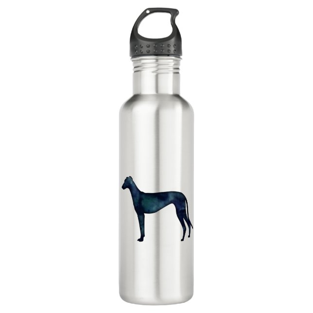 Greyhound Dog Black Watercolor Silhouette 710 Ml Water Bottle (Front)