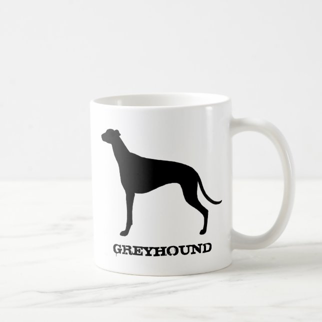 Greyhound Dog Breed Silhouette Custom Coffee Mug (Right)