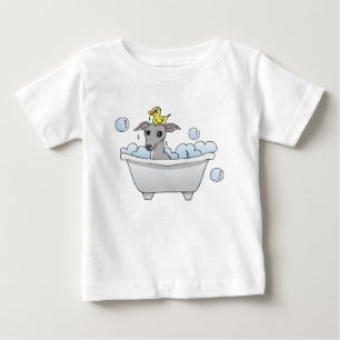 Greyhound Dog Cartoon, Bath Time Baby T-Shirt