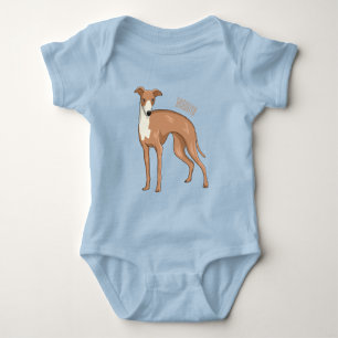Greyhound dog cartoon illustration baby bodysuit