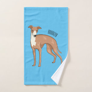 Greyhound dog cartoon illustration   bath towel set