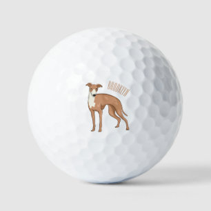 Greyhound dog cartoon illustration golf balls