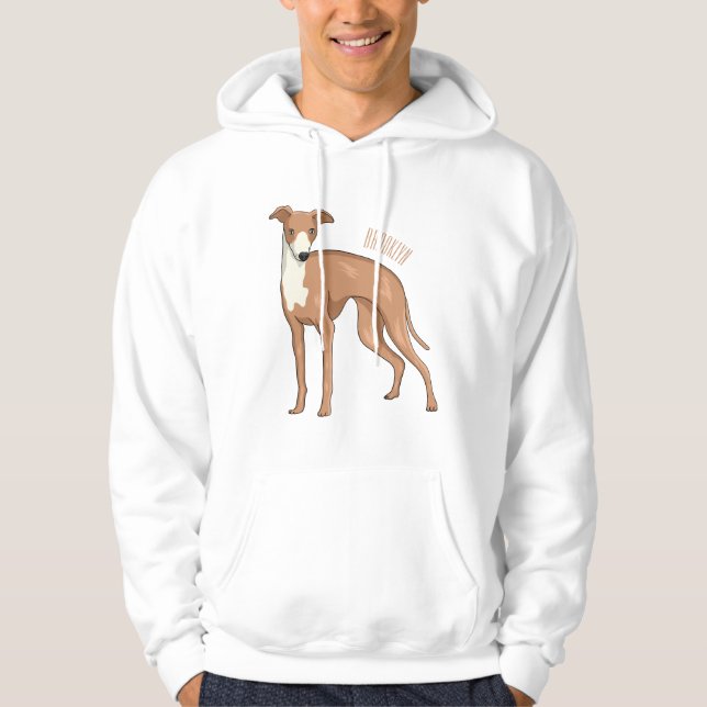 Greyhound dog cartoon illustration hoodie (Front)