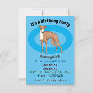 Greyhound dog cartoon illustration invitation