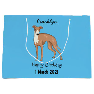 Greyhound dog cartoon illustration large gift bag