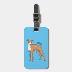 Greyhound dog cartoon illustration luggage tag
