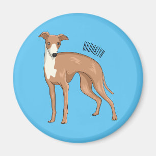 Greyhound dog cartoon illustration magnet
