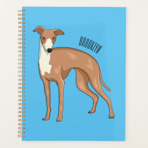 Greyhound dog cartoon illustration planner