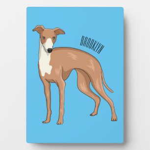 Greyhound dog cartoon illustration plaque